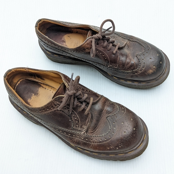 DOC MARTENS 3989 Vintage MIE brown wingtip brogue chunky loafers - Picture 14 of 15